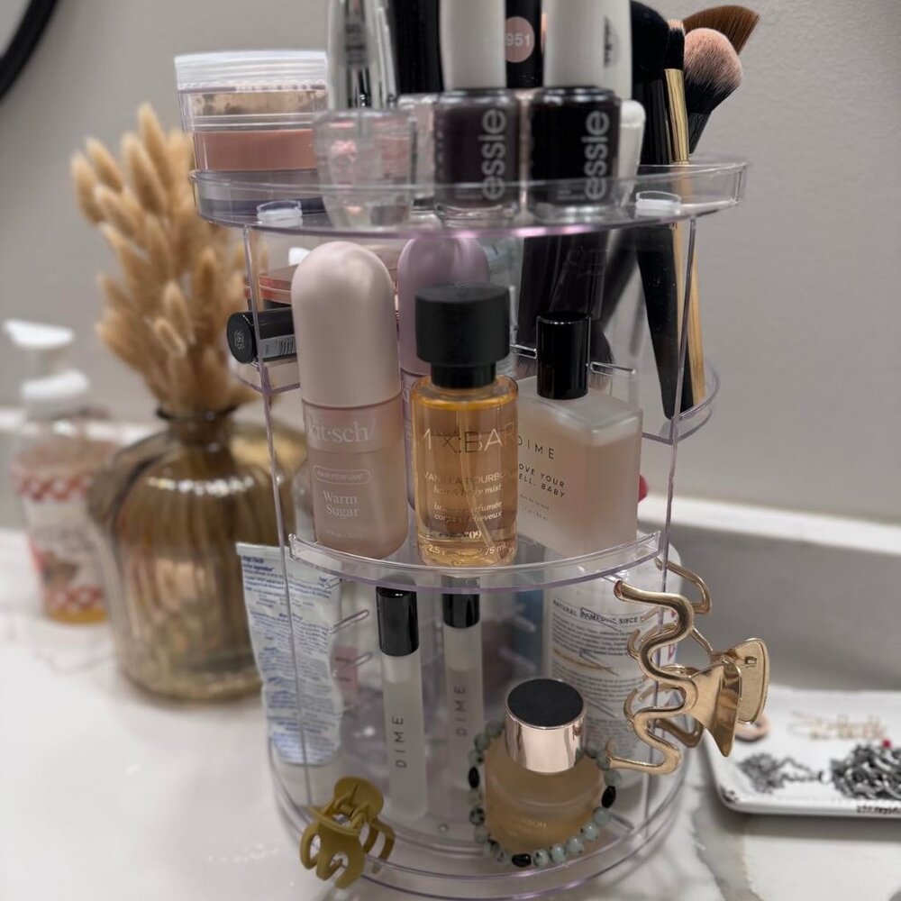 Rotating Makeup Organizer • 8-Layer Adjustable Vanity Carousel
